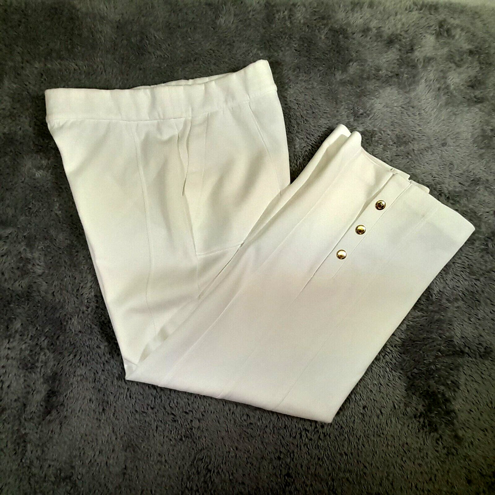 Isaac Mizrahi Clubhouse Women Pull Up Pants XS Wide-Leg Gold Snap Detail Stretch